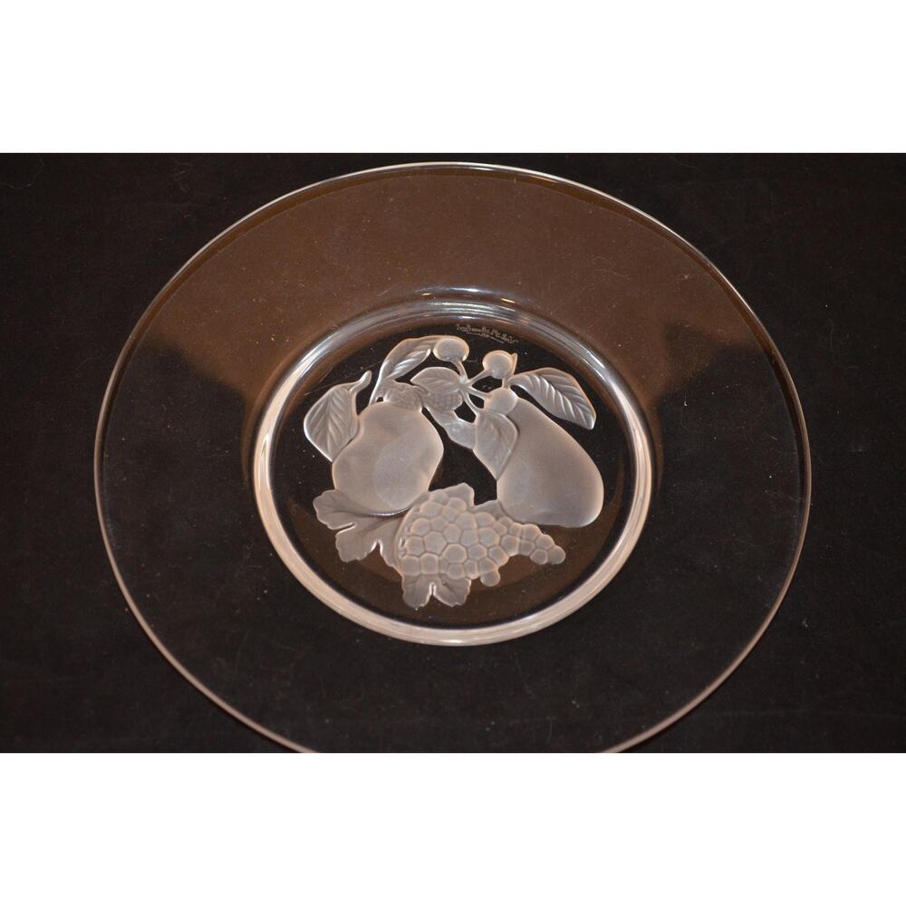 Val St.Lambert Crystal Salad Plate, Discontinued Brussels Pattern frosted fruit